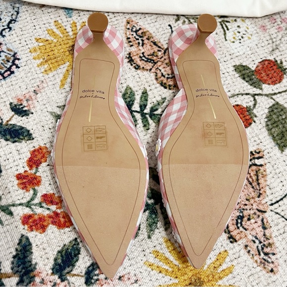 NWT Dolce Vita X For Love And Lemons Lilou Mule in Pink Gingham - Picture 12 of 15